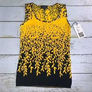 Rondina New York Sunflower And Black Sleeveless Top NWT